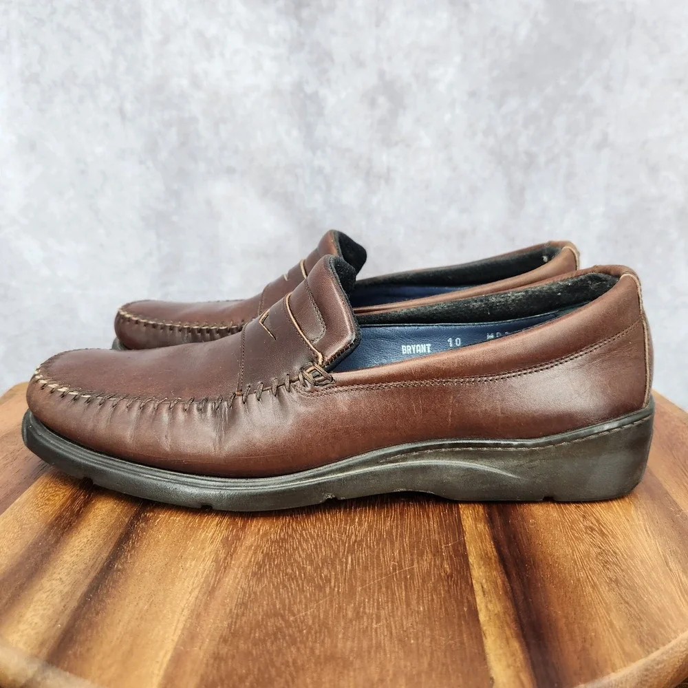 Bruno Magli Penny Loafers Mens 10 M Bologna Brown Leather Slip On Shoes‎ Italy